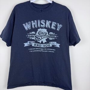 CHRIS STAPLETON 'Whiskey and You' Black T Shirt 100% Cotton Casual - Men's XL